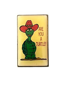 Are You A Turtle? Cowboy Hat Vintage Lapel Pin Collectible Pinback Novelty Humor